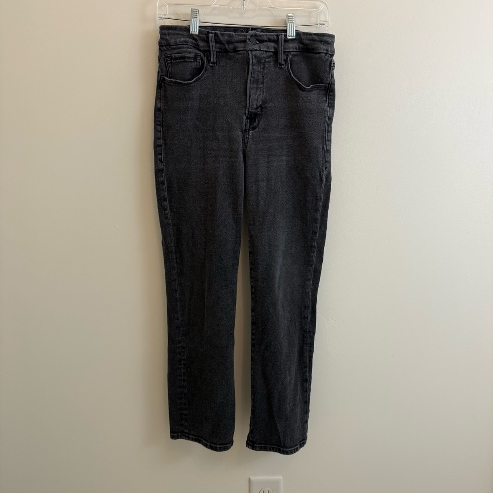 Good American‎ "Good Straight" Jeans Womens 10/30 Black Mid Rise Straight Leg